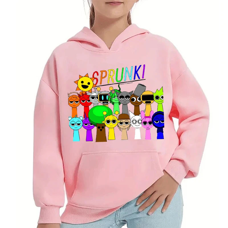 Sprunki Hoodie Boys Girls Funny Game Hoodie Spring Hooded Sweatshirts Children's Clothing Cartoon Print Hoodies Kids Casual Tops