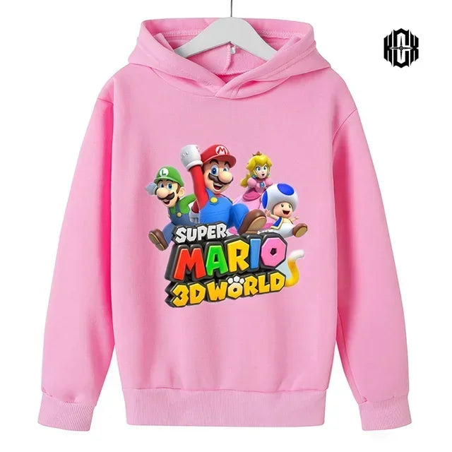 New Game Super Mario Bros Hoodies Kids Printed Sweatshirt Long Sleeve Clothes for Teens Boys Girls 3-12years Child Pullover