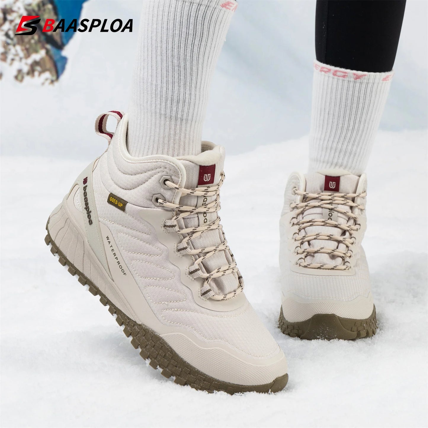 2023 Baasploa Women's Winter Ankle Boots Sports Shoes Waterproof Non-Slip Comfortable Warm Plush Women's Cotton Shoes