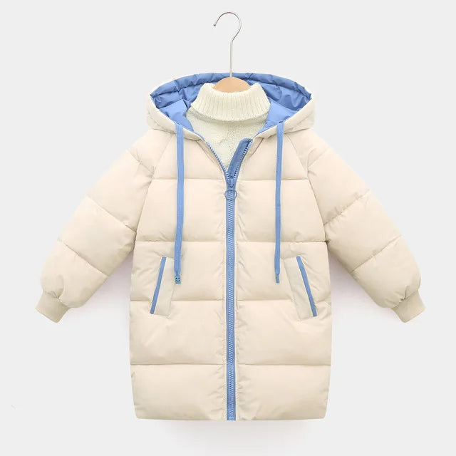 Kids Thicken Warm Down Coat Boys Winter Real Fur Hooded Long Parkas Girls Cotton Down Jackets Outerwears Teen Children Clothing