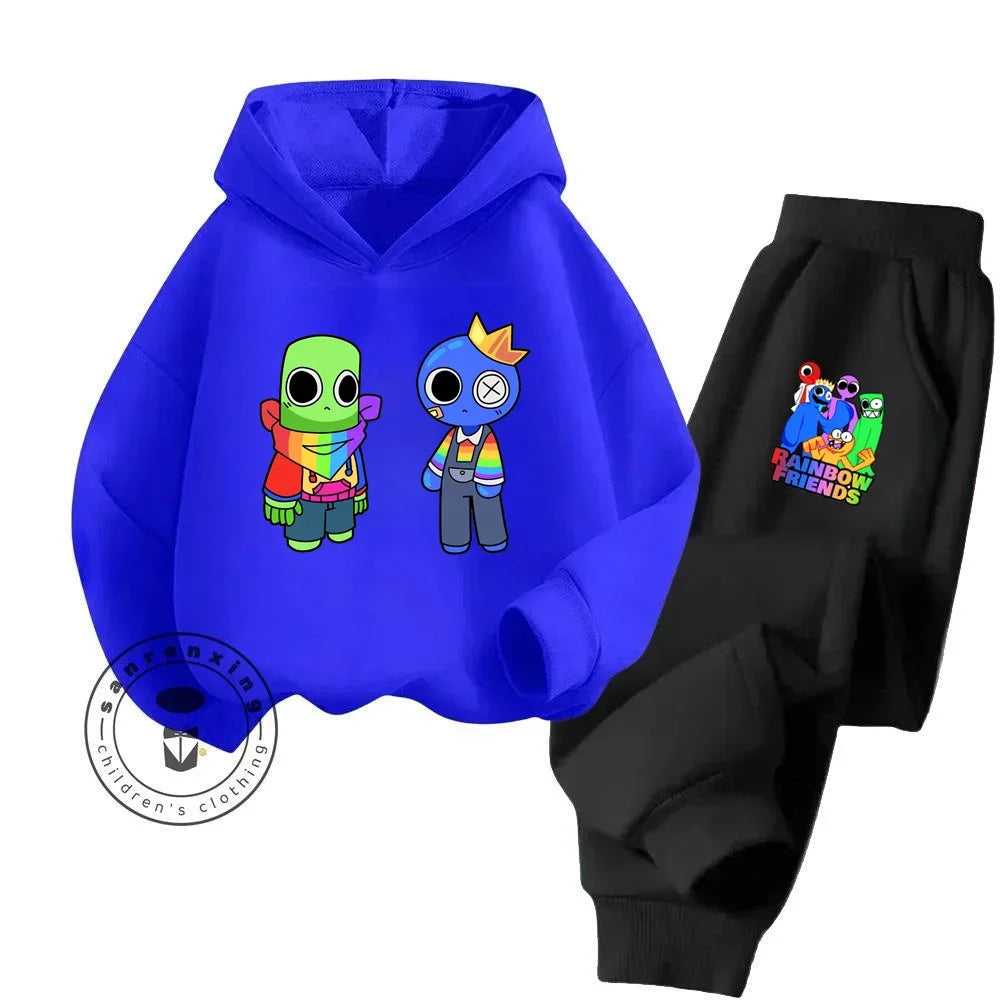 2024 Stylish and Cozy Cartoon Rainbow Friends Long Sleeve Stand Out Design Suitable for Children 3-14 Years Old New Hoodie Set