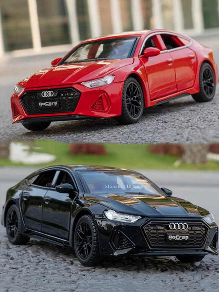 1:32 Audi RS7 Sportback Model Toy Cars Alloy Diecast 6 Doors Opened with Pull Back Rubber Tires Ornament Vehicle Toys Gifts