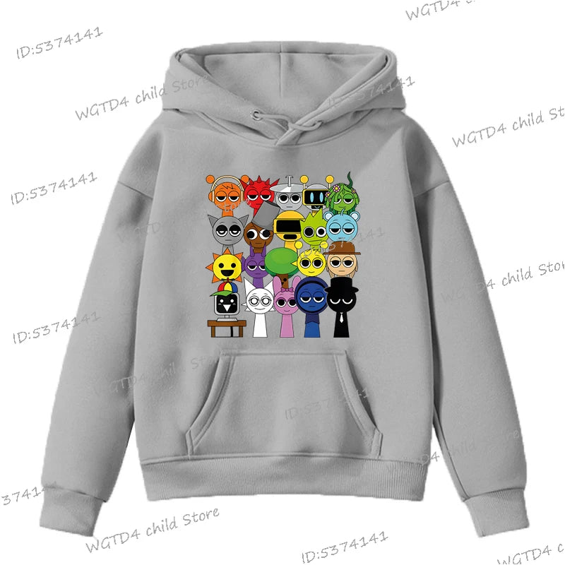 Sprunki Game Figure Hoodies Boys Girls Travel Sweatshirts Cartoon Incredibox Game Long Sleeve Streetwear Funny Sprunki Hoodie