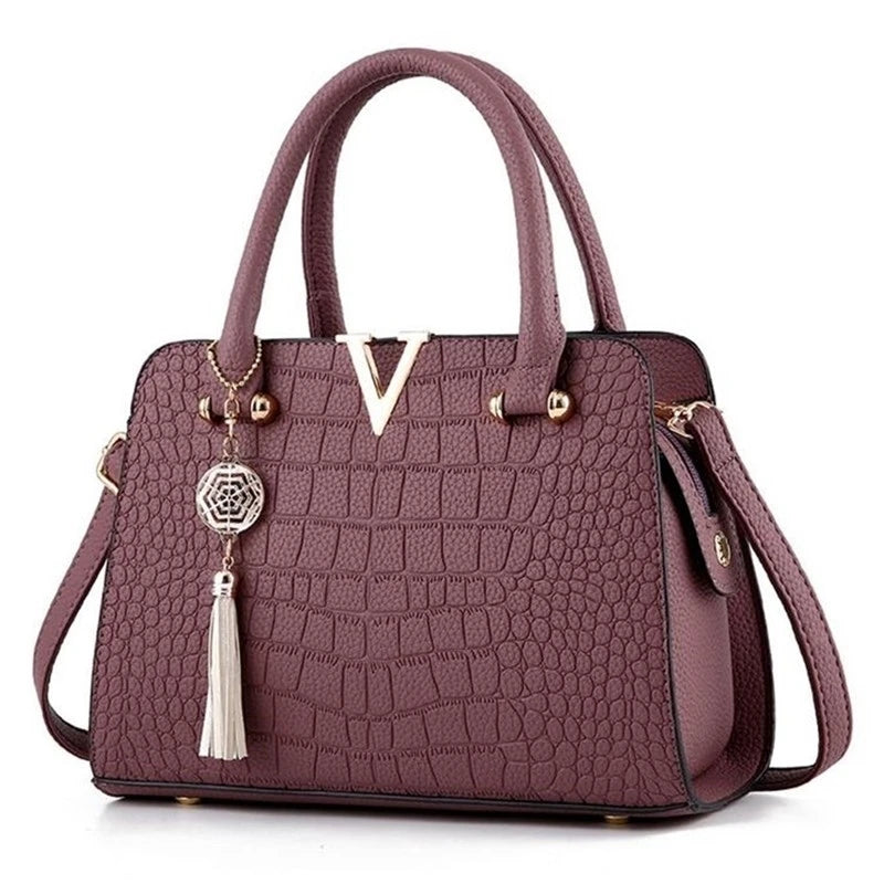 High Quality Women Crocodile Handbag V Letters Designer Large Capacity Shoulder Bags