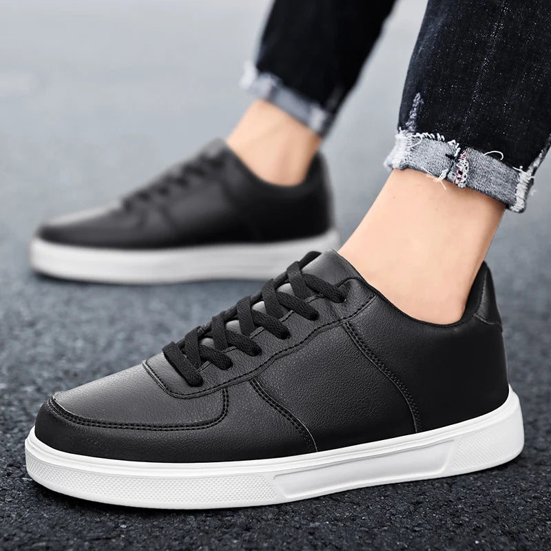 Klassiske hvide unisex komfort læder sneakers