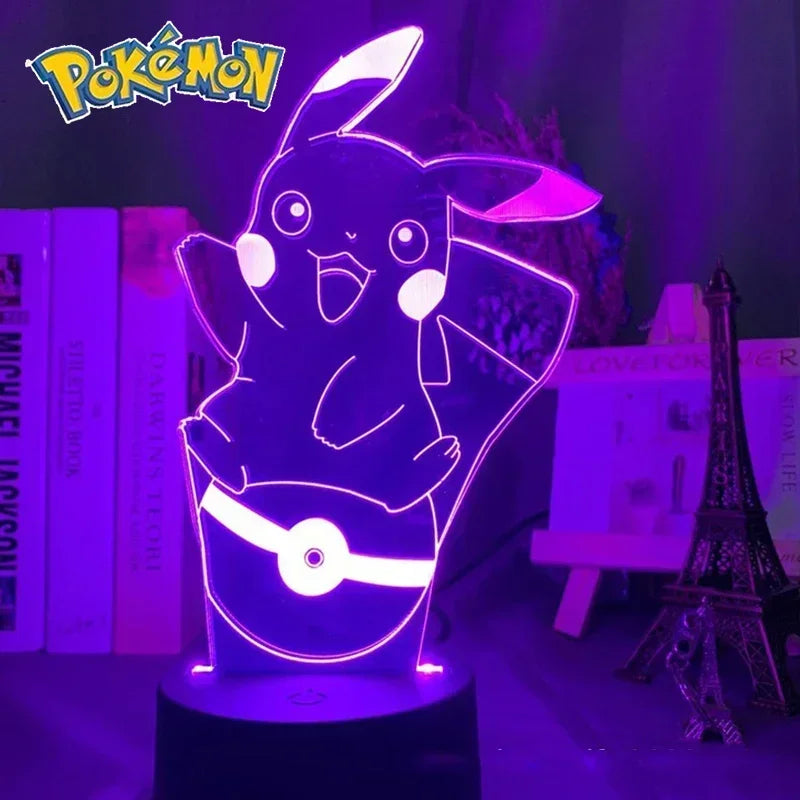 Ny Anime Pokemon Led 3D Natlys Børnelegetøj Anime Figurer Sød Pikachu sengelampe til børn Indretning i soveværelset Fødselsdagsgave