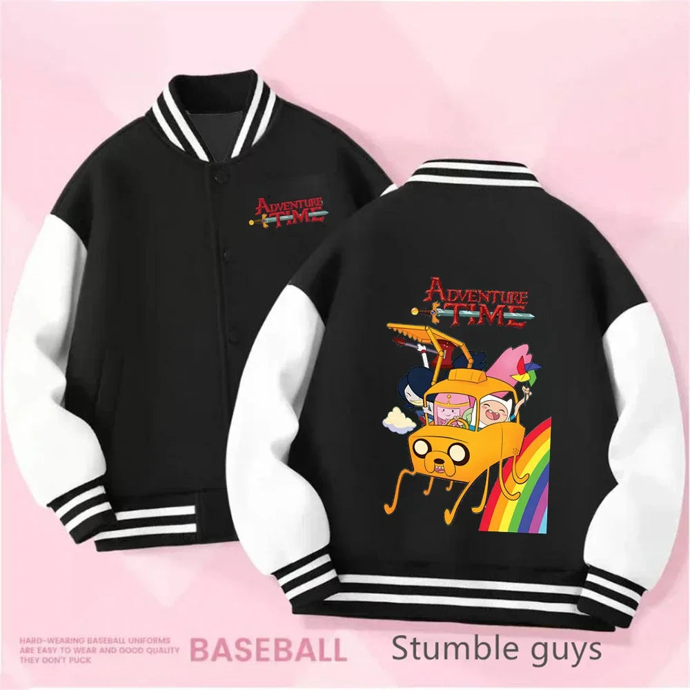 Boys and Girls for Stylish Coat Kids Sanrio Fall/Winter Jacket Baseball Uniform Adventure Time Pattern Print Thick Warm