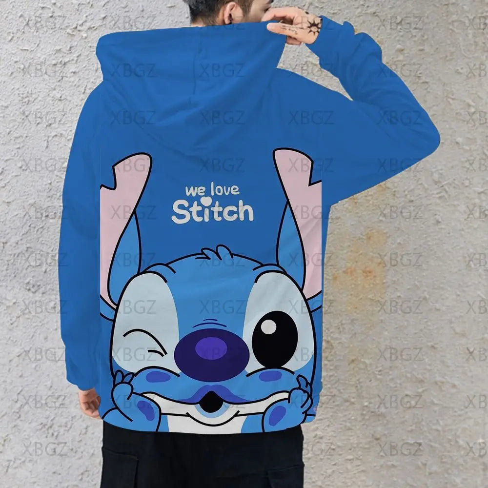 Disney Stitch Sweatshirt Woman 2024 Men's Sweatshirts Fashion Y2k Hoodie  Women's Couple Outfit Lovely Hoodies 3D Print Stitch