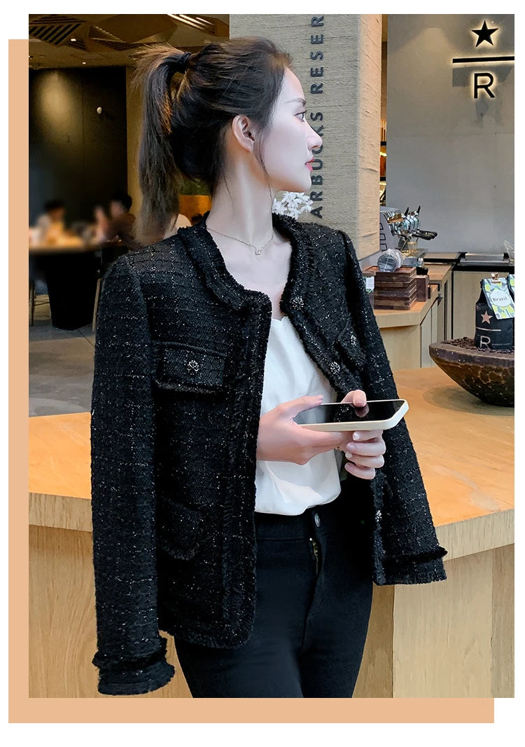 Jielur Autumn New Sweet Ladies Elegant Women Jackets Solid Street Fashion Jackets Woman Black Casual Loose Slim Coats Female