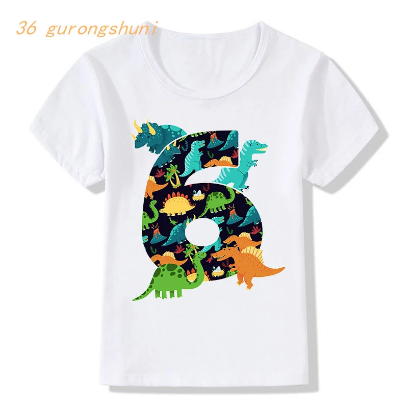 Happy birthday 2 3 4 5 years kids t-shirt cartoon dinosaur