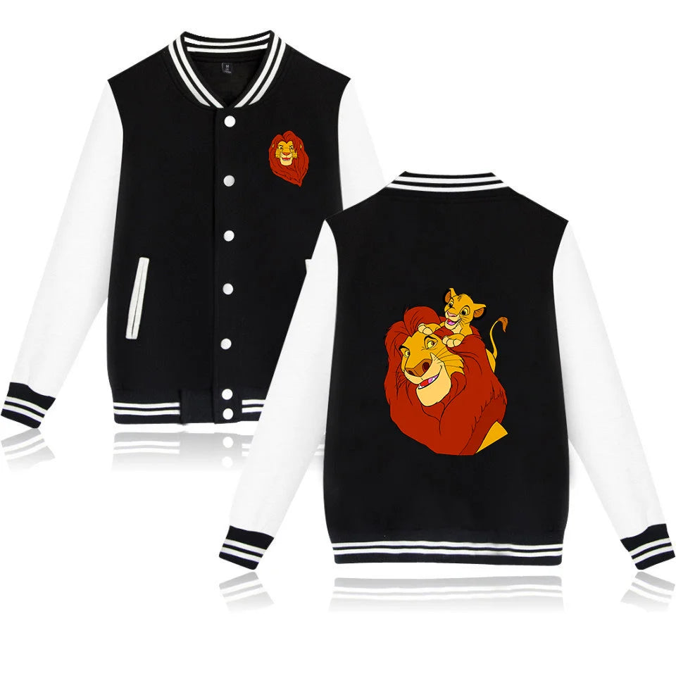 Disney The Lion King Simba Varsity Baseball Bomber Jacket Men Women Hip Hop Harajuku Jackets Kids Boys Girls Single Coats