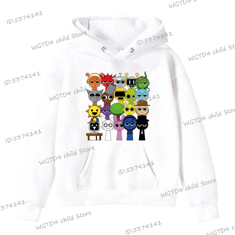 Sprunki Game Figure Hoodies Boys Girls Travel Sweatshirts Cartoon Incredibox Game Long Sleeve Streetwear Funny Sprunki Hoodie