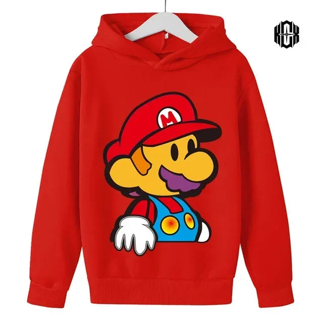 Mario Fall/Winter Children's Cotton Hoodie Fashion Casual Boys Girls Sports Hoodie Cute Cartoon Hoodie