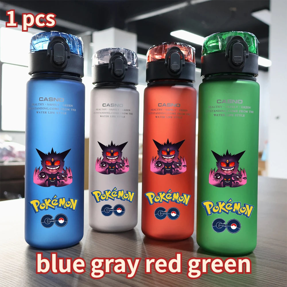 560ml Pokemon Pikachu Charizard Mew Water Bottle Portable Outdoor Sport Large Capacity Blue Gray Red Green Plastic Drinking Cup