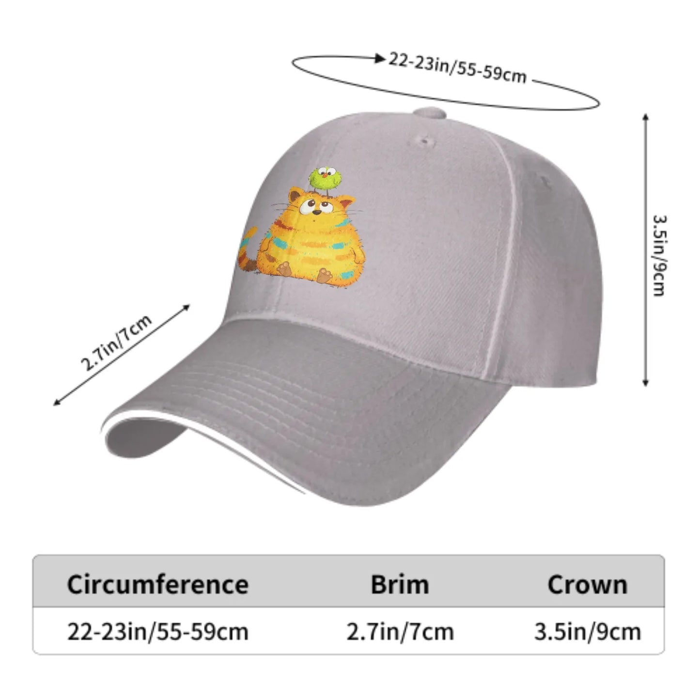 Cartoon Fat Cat Baseball Cap Stamping Printing Sandwich Duck Tongue Hat Spring Summer Fashion Washed Sports Outdoor Travel