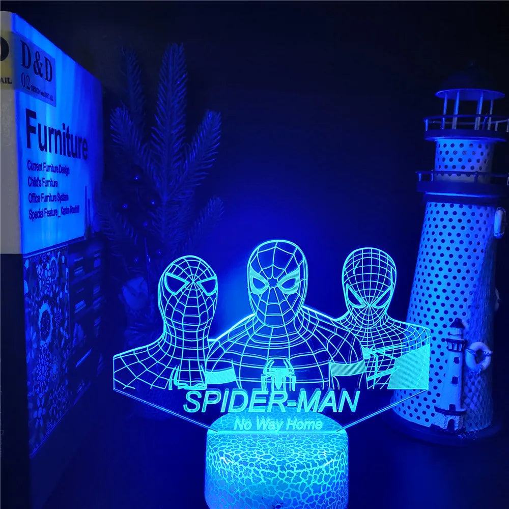 Anime The Avengers Infinity War 3D LED Nightlights Spiderman Ironman Hulk Thor Lamp Colorful Changing Night Lights Table Lampara