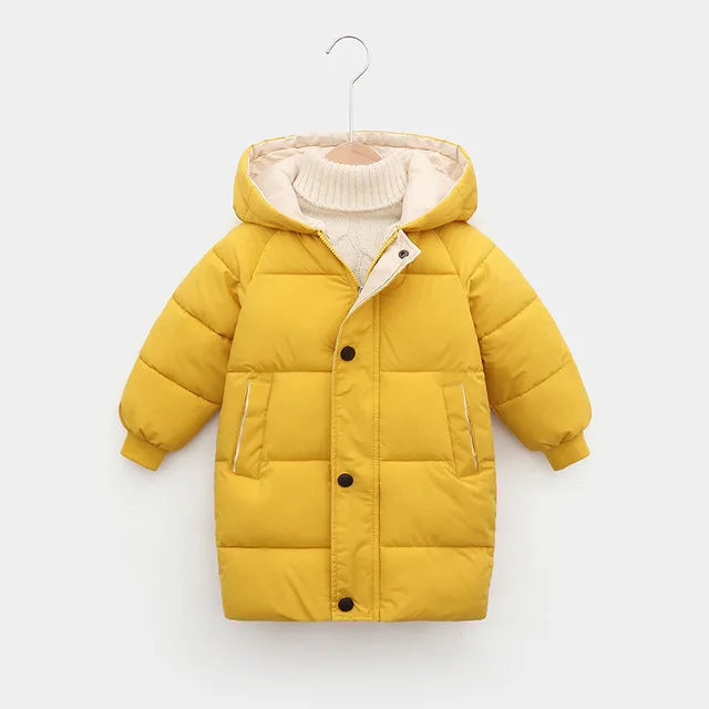 Kids Thicken Warm Down Coat Boys Winter Real Fur Hooded Long Parkas Girls Cotton Down Jackets Outerwears Teen Children Clothing