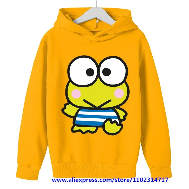 MINISO Kero Kero Keroppi Hoodie Kids Clothes Girls Clothing Sanrio Boys Sweatshirts Spring Boys Long Sleeves Cartoon Hooded