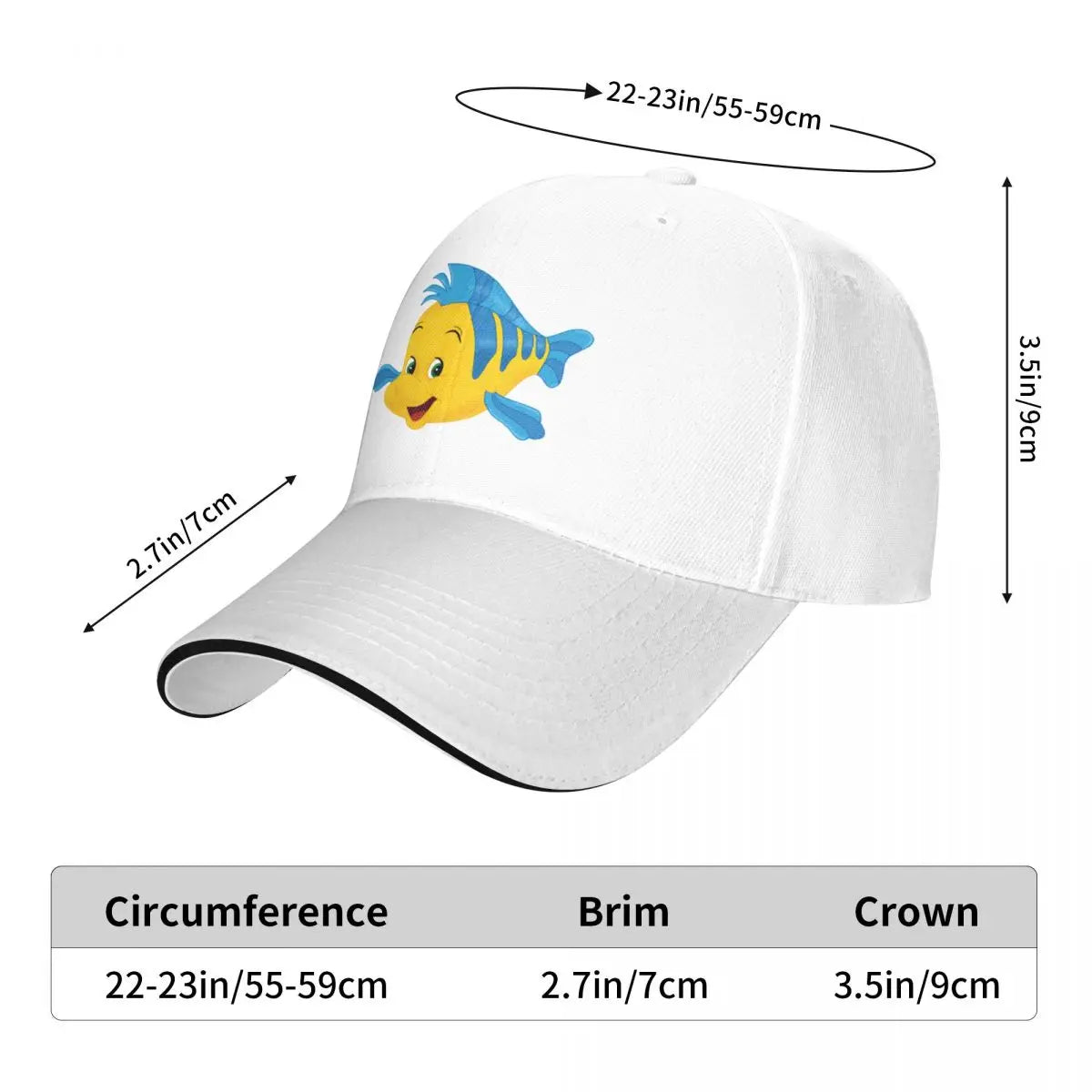 Flounder Baseball Cap Bobble Hat Golf Cap Visor Men Hats Women's