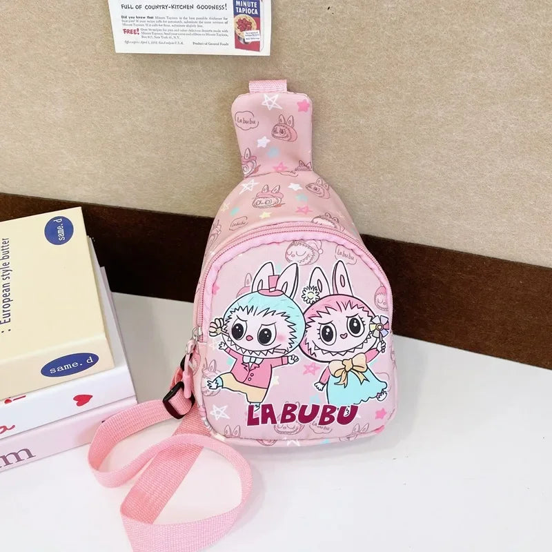 2024 new labubu POPMART LABUBU Children bag chest bag cartoon girl accessories bag trendy new one shoulder crossbody bag gifts