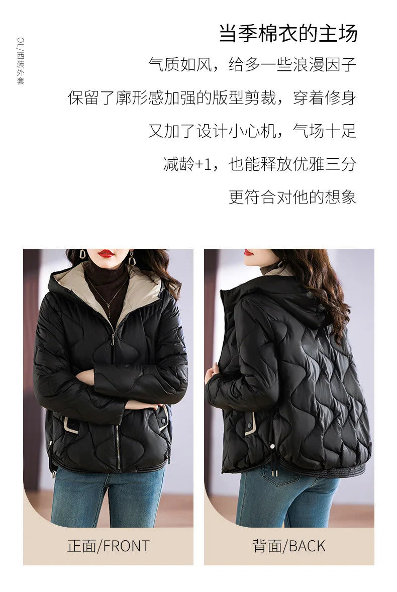 Winter Jacket Women 2023 New Outerwear Korean Clothes Women Coat Hooded Cotton Parkas Harajuku Ladies Quilted Coat Streetwear