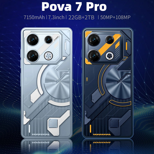 Brand New pova 7 Pro Smartphone Original 5G 7.3 HD 22G+2TB Cell Phone Dual SIM Mobile Phones 7150mAh Cellphones Unlocked Android