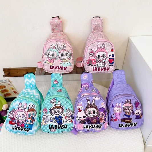 2024 new labubu POPMART LABUBU Children bag chest bag cartoon girl accessories bag trendy new one shoulder crossbody bag gifts