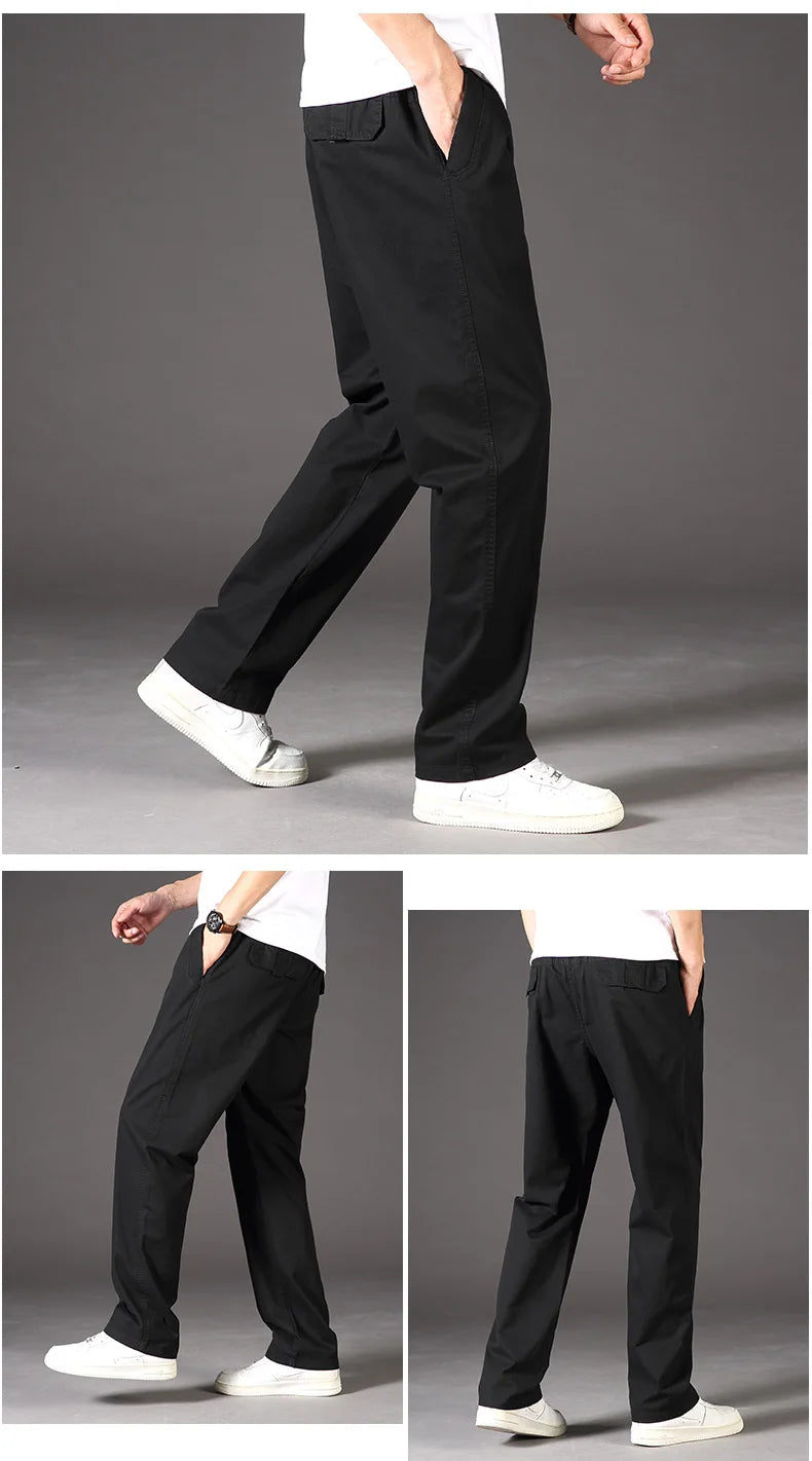 Spring Autumn Mens Cargo Pants Casual Sweatpants Relaxed Fit Cotton Pants American Style Large Size Sports Outdoor Pants