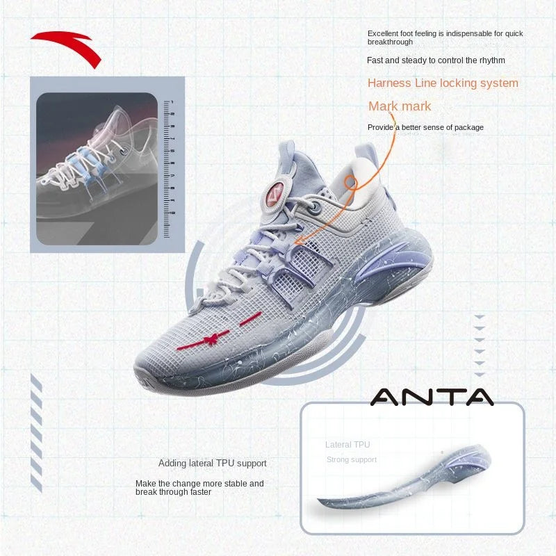 Anta Zup1 Sports Breathable All-Purpose Basketball Shoes Nitrogen Technology Grip Non-Slip Wear-Resistant Professional Sneaker