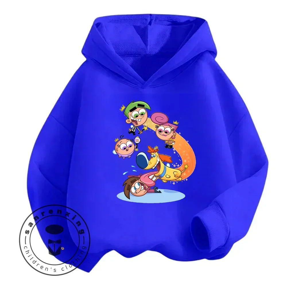 Cartoon The Fairly OddParents Baby Girl Boy Long Sleeve Pullover Sports Boy Girl Autumn Winter Children's Sweatshirt 1-16Y