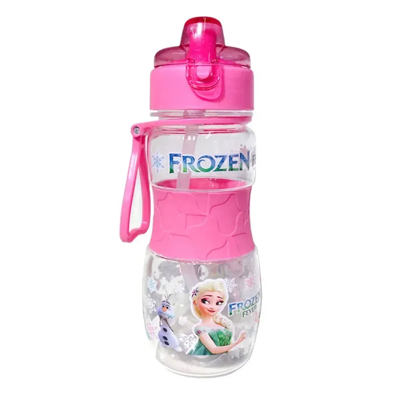 Disney Kids Water Sippy Cup Frozen Cars McQueen Spiderman Cartoon Baby Feeding Cups with Straws Outdoor Portable Bottles