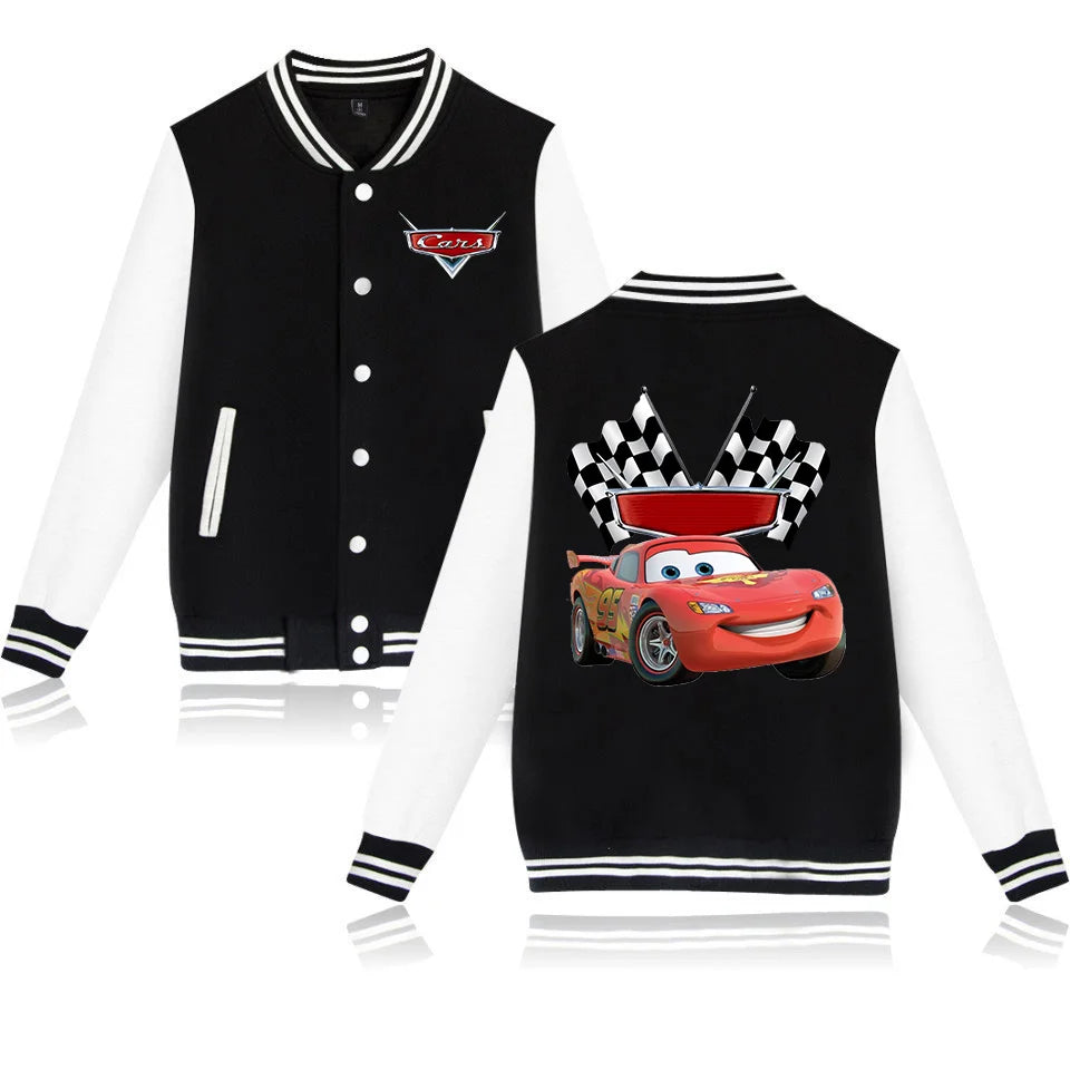 Pixar Cars Lightning McQueen Baseball Jacket Men Women Hip Hop Harajuku Jackets Streetwear Kids Boys Girls College Coats