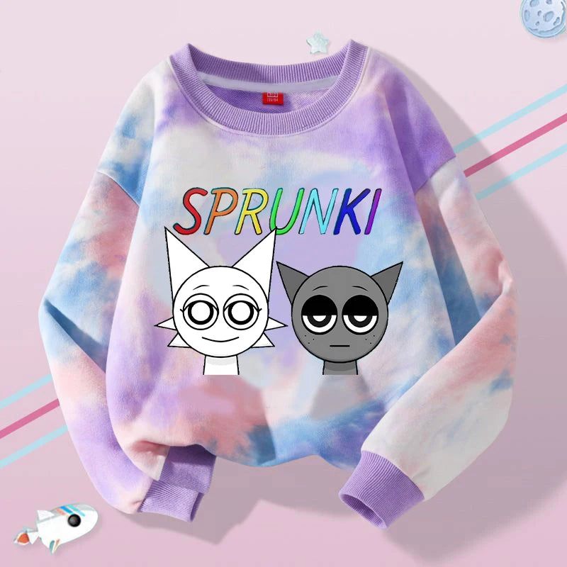 New Sprunki Kids Sweatshirt Cartoon Game Figure Printed Tops Boys Winter Casual Sports Sweatshirts 2024 Autumn Children Clothing