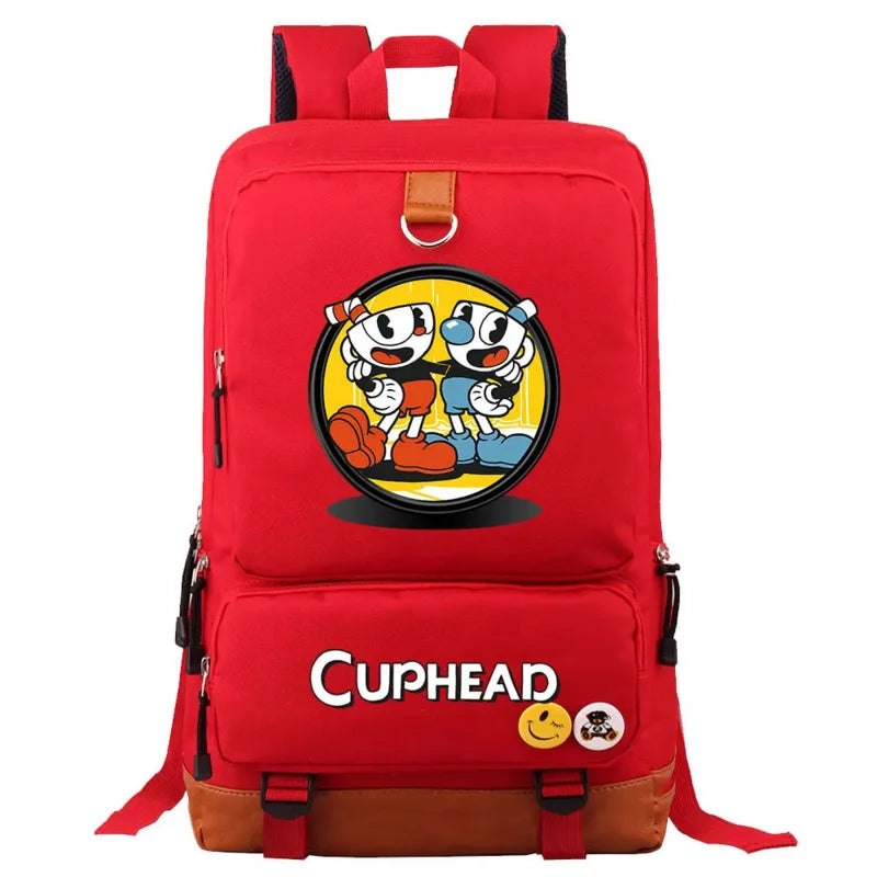 Cuphead Game Mugman Backpack Girls Boys Schoolbag Large Capacity Laptop Bag Waterproof Multifunction Backpack