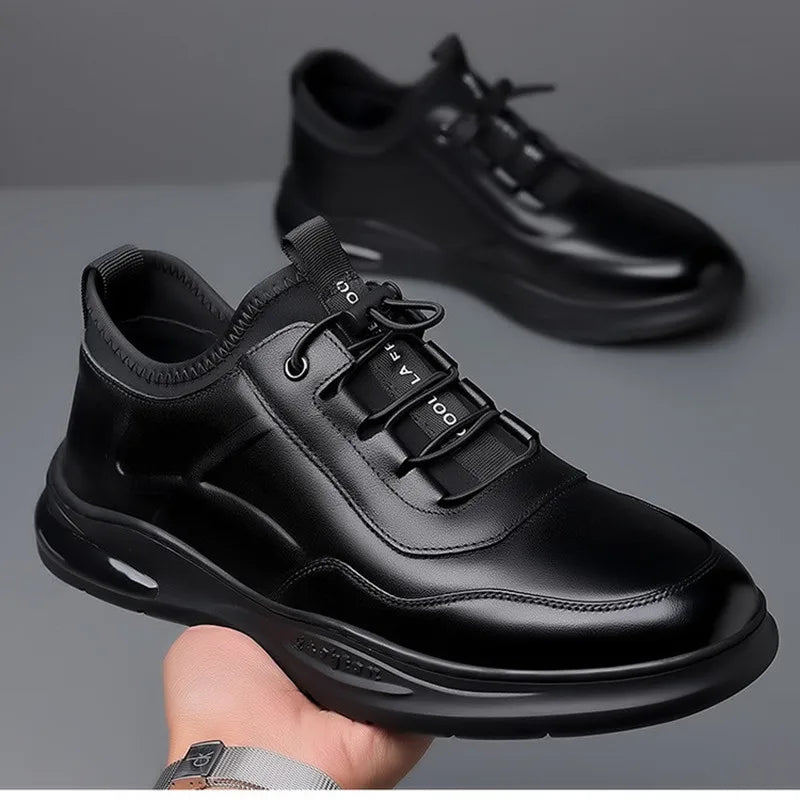 Genuine Leather Men's Business Casual Shoes Breathable Comfortable No Slip Versatile Shoes Loafers Men Sneakers Chaussures Homme