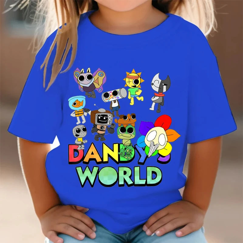 Dandy's World Print T Shirt For Kids Boy 2025 New Fashion Dandys World Anime Short Sleeve Tshirt Y2k Tops Toddler Girls Clothes