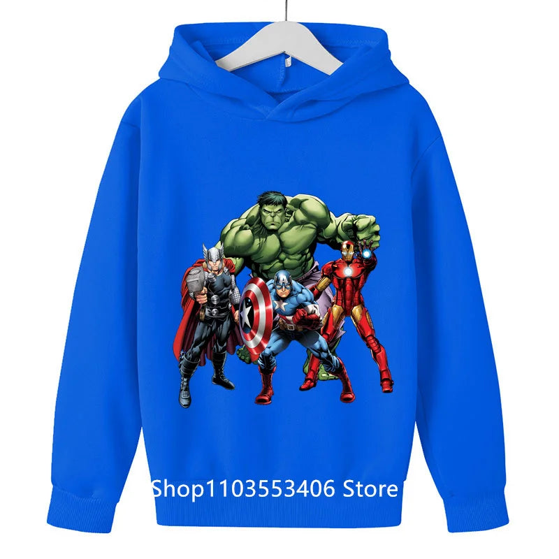 2024 Cartoon printed Hulk children's hoodie boys spring and autumn pullover boys cartoon top baby hoodie pure cotton