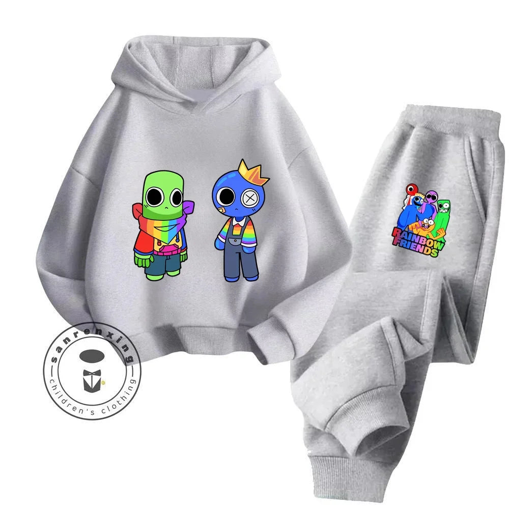 2024 Stylish and Cozy Cartoon Rainbow Friends Long Sleeve Stand Out Design Suitable for Children 3-14 Years Old New Hoodie Set