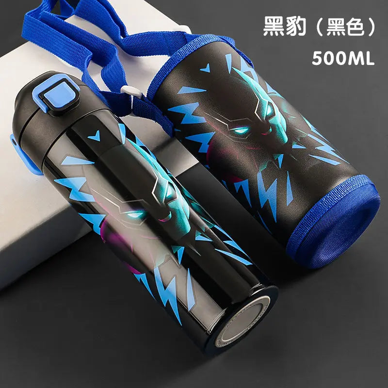 Marvel Avengers Iron Man SpiderMan Creative Cartoon Children's Direct Drinking Portable Anti-scalding Thermos Cup Christmas Gift