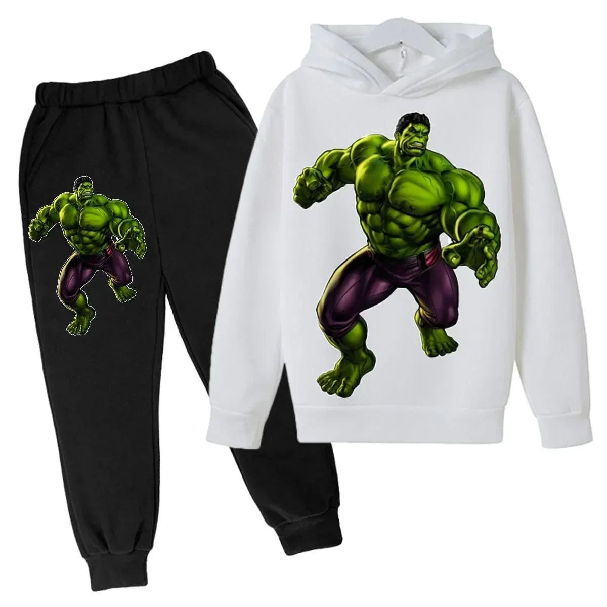 Kids Cartoon Green Giant Super Hero Superstar Boys Girls Spring/Autumn Clothing Children's Fashion Hoodie Pants Set 2-14 Years