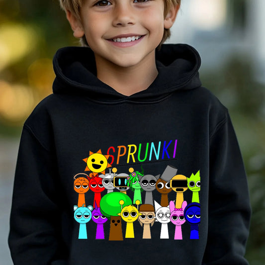 Sprunki Hoodie Boys Girls Funny Game Hoodie Spring Hooded Sweatshirts Children's Clothing Cartoon Print Hoodies Kids Casual Tops