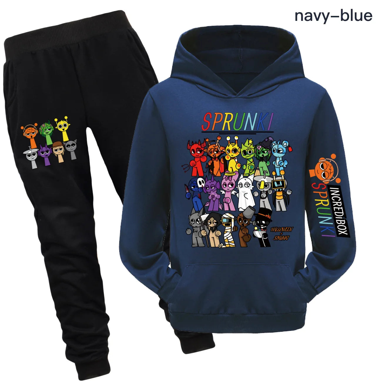 Hot Sprunki Cartoon Hoodie for Kids Soft Loose Hooded Sweatshirt Pants 2pcs Sets Baby Girls Autumn Casual Long Sleeve Sportsuits