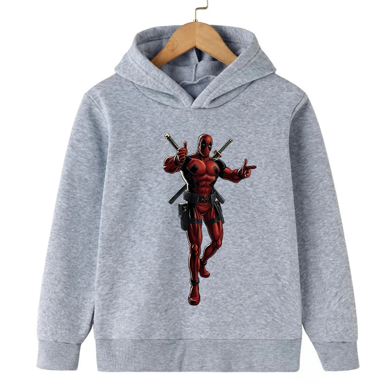 New Kids Spring Autumn Deadpool Hoodies Fashion Cartoon Printing Baby Boys Clothes Boys Casual Tops Sweatshirts 2-14Years Old