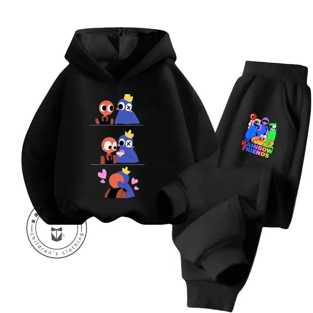 2024 Stylish and Cozy Cartoon Rainbow Friends Long Sleeve Stand Out Design Suitable for Children 3-14 Years Old New Hoodie Set