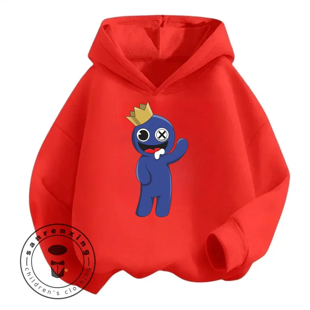 Rainbow Friends Cartoon Long Sleeve Hoodie with Cute Charming Designs Perfect Suitable for Suitable for Boys and Girls Aged 3-14