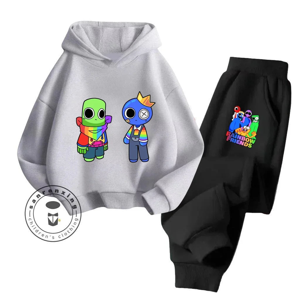 2024 Stylish and Cozy Cartoon Rainbow Friends Long Sleeve Stand Out Design Suitable for Children 3-14 Years Old New Hoodie Set