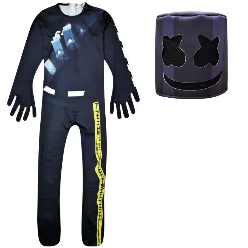 DJ Marshmello Costumes Jumpsuits Kids Clown Cosplay Clothes Halloween Christmas Costume Party Game Cosplay Fortnites Costumes