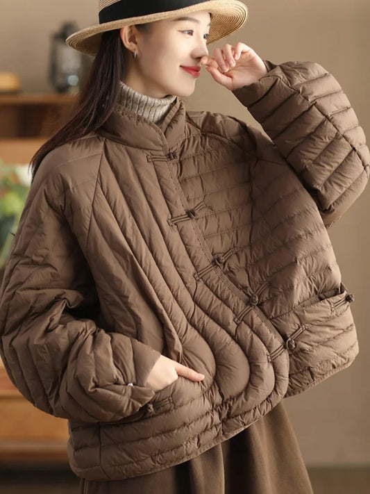 Janveny Women 90% Ultra Light White Duck Down Jacket Oversize Loose Causal Short Puffer Coat Autumn Winter Vintage Female Parkas