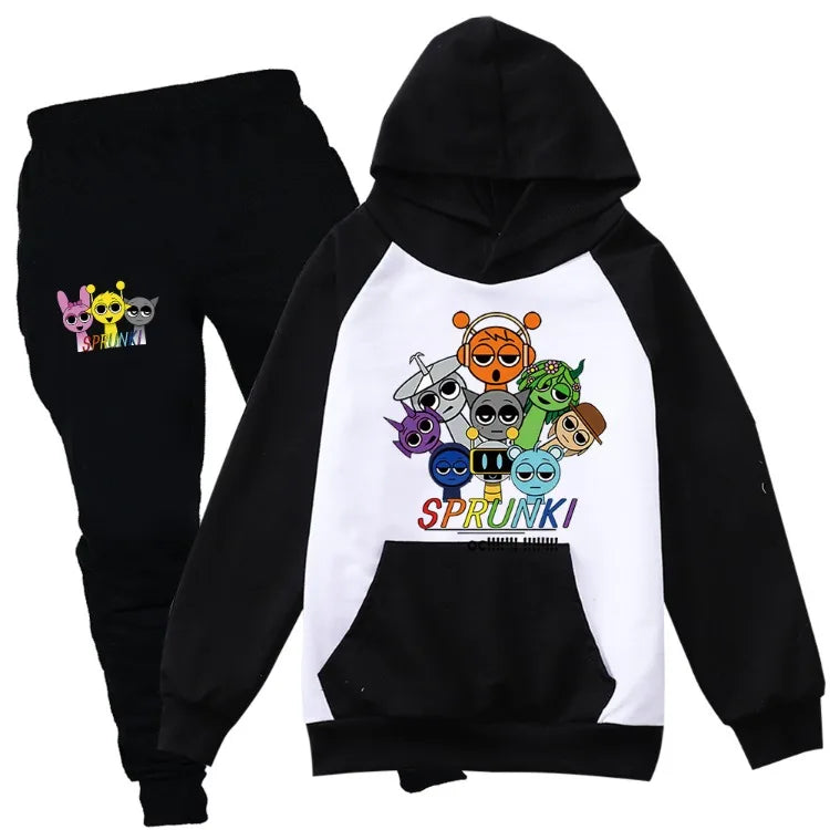 Sudadera Sprunki Clothes Set Kids Sprunky Incredibox Hoodie Boy Spring Fall Tracksuit Girls Hoody Sweatshirt Top Pants 2pcs Sets