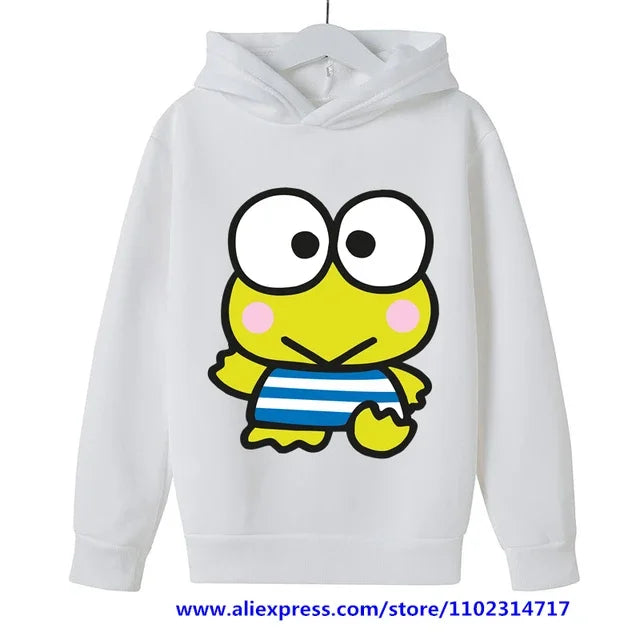 MINISO Kero Kero Keroppi Hoodie Kids Clothes Girls Clothing Sanrio Boys Sweatshirts Spring Boys Long Sleeves Cartoon Hooded